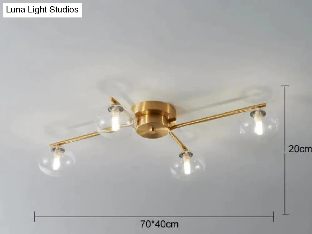 Nordic Wind Pentagon Living Room Bedroom Lamp Copper Ceiling