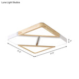 Nordic Wood And Metal Led Square Ceiling Mount Light In Gray/White/Green With Warm/White/Neutral