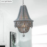 Nordic Wood Laser Cut Empire Chandelier - Pink/Blue 8 Heads Pendant Light Fixture With Spherical