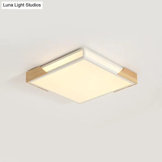 Nordic Wood - White Led Flush Light With Acrylic Ceiling Lamp - Warm/White 12’/16’/19.5’ W