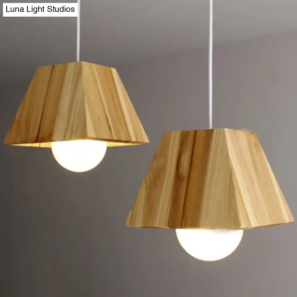 Nordic Wooden Tapered Ceiling Light Pendant - 3 Bulb Led Multi-Light Fixture For Dining Room