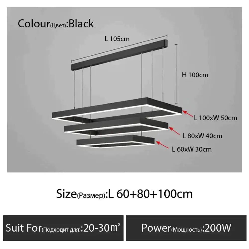 Nova Minimalist Rectangle Creative Chandelier L60 80 100cm / Warm White