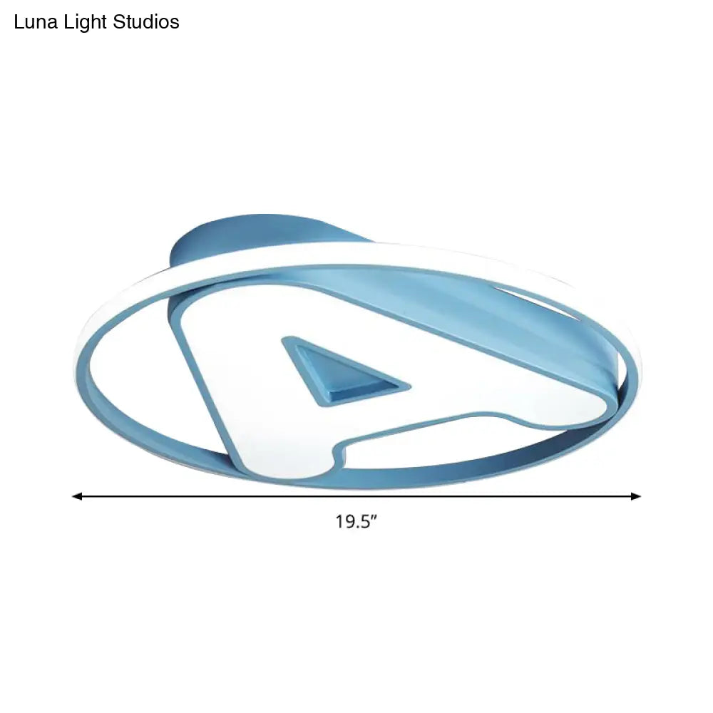 Nursing Room Led Circular Ceiling Lamp - Acrylic Kids Mount Light With Letter A