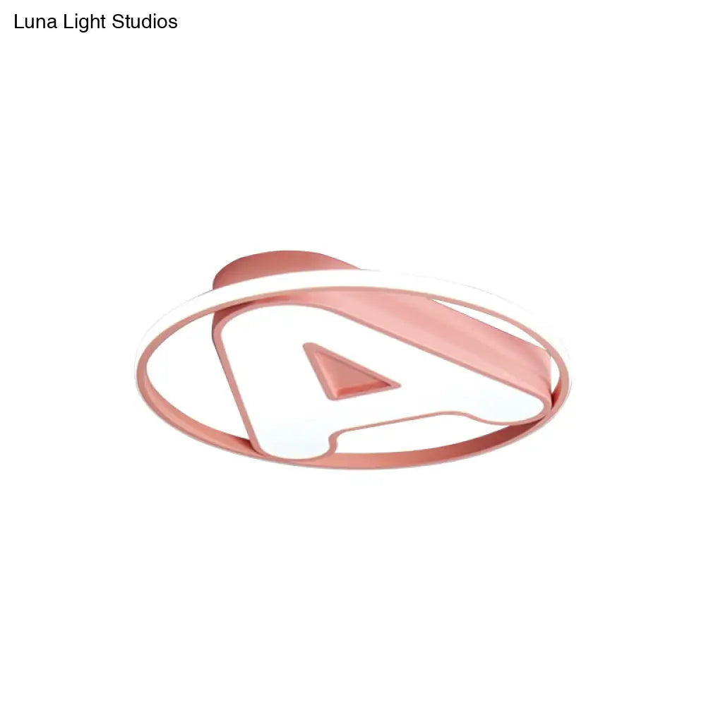 Nursing Room Led Circular Ceiling Lamp - Acrylic Kids Mount Light With Letter A