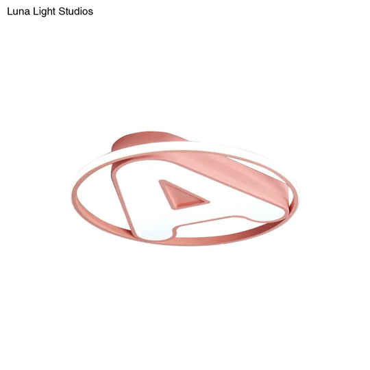Nursing Room Led Circular Ceiling Lamp - Acrylic Kids Mount Light With Letter A