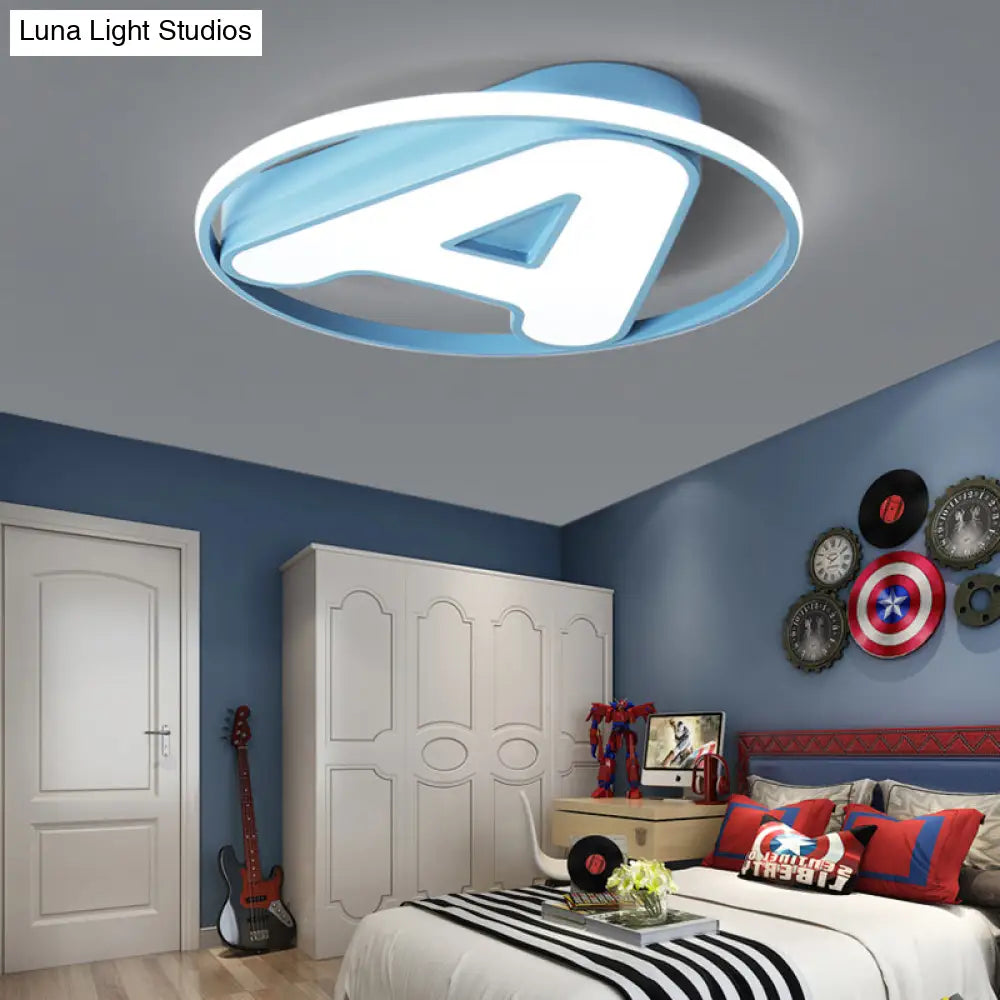 Nursing Room Led Circular Ceiling Lamp - Acrylic Kids Mount Light With Letter A
