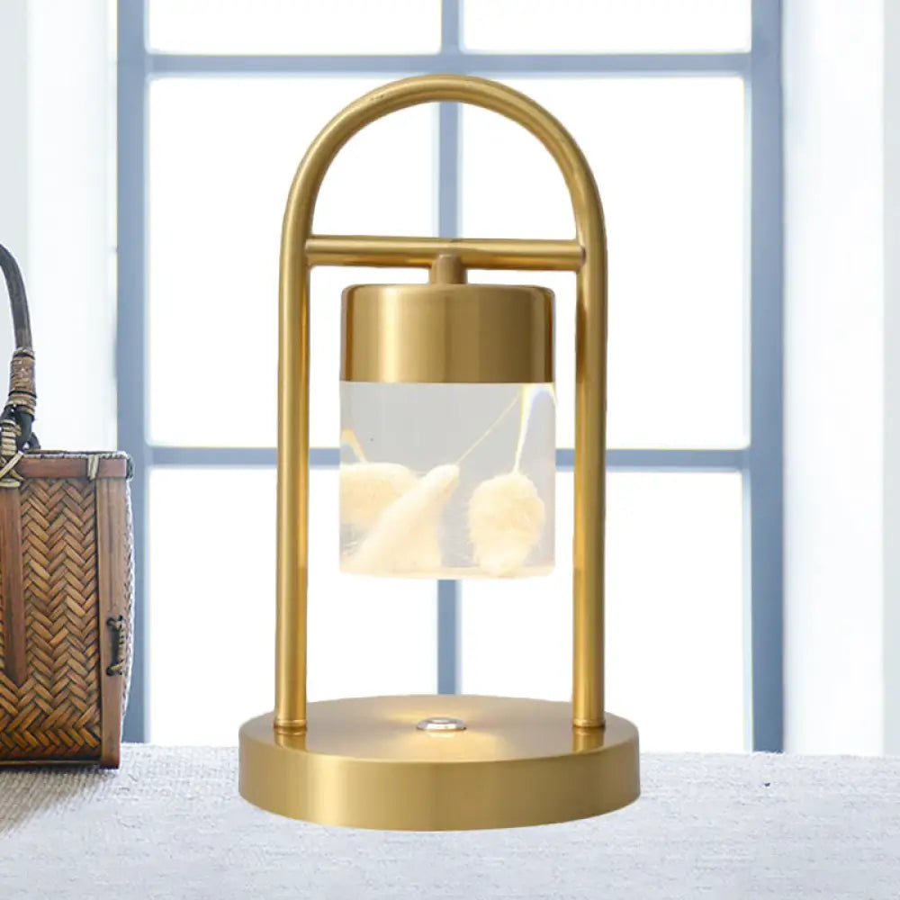 Nusakan - Simplicity Clear Glass Led Desk Light With U-Shaped Metal Frame Gold / Design 3