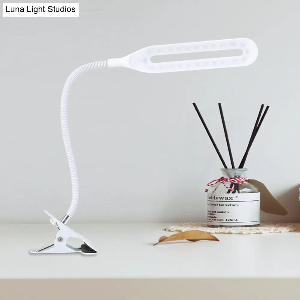Oblong Shade Led Clip-On Desk Light With Eye-Caring Technology For Reading Black/White