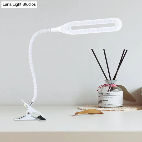 Oblong Shade Led Clip-On Desk Light With Eye-Caring Technology For Reading Black/White