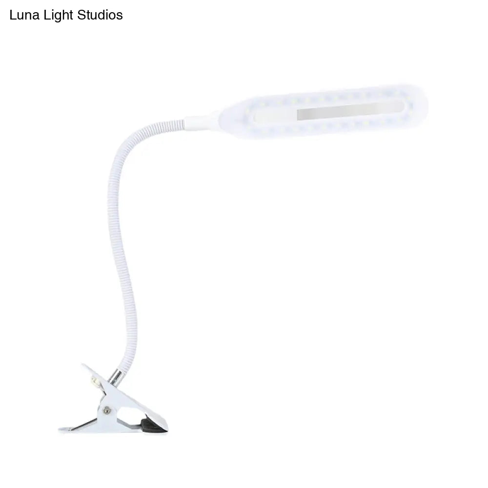 Oblong Shade Led Clip-On Desk Light With Eye-Caring Technology For Reading Black/White