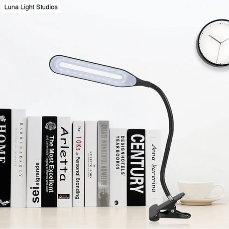 Oblong Shade Led Clip-On Desk Light With Eye-Caring Technology For Reading Black/White