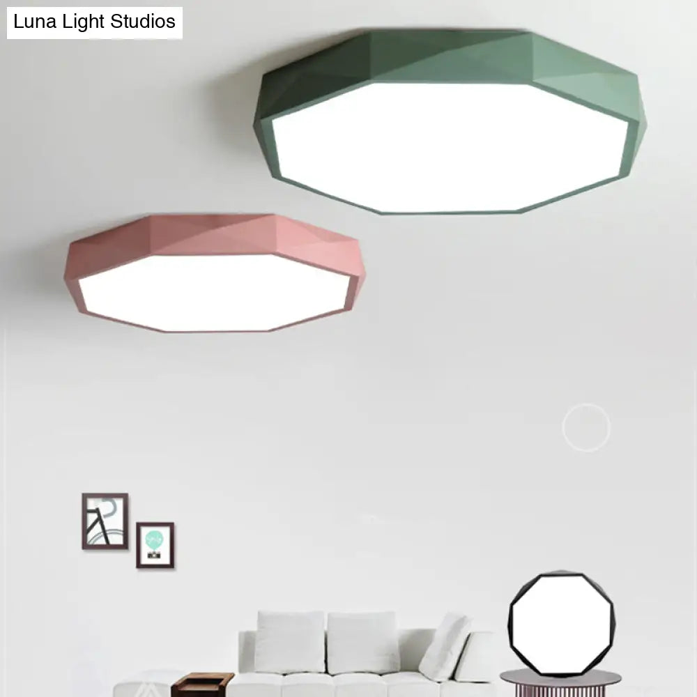 Octagon Acrylic Ceiling Lamp: Modern Macaron Loft Led Flush Mount For Kitchen