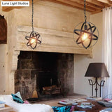 One Light Strap Globe Pendant Industrial Black Metal Ceiling With/Without Crystal Ball