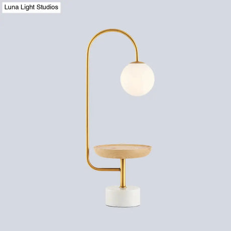 Opal Frosted Glass Asian Table Lamp Sphere Living Room Nightstand Light