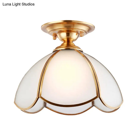 Opal Glass Brass Dome Ceiling Light Fixture – Perfect For Bedrooms