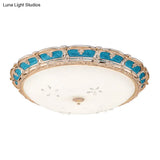 Opal Glass Domed Flush Light Fixture Countryside Led Bedroom Mounted Lamp 13’/16’/19.5’ In