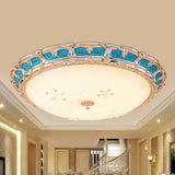 Opal Glass Domed Flush Light Fixture Countryside Led Bedroom Mounted Lamp 13/16/19.5 In Blue With
