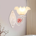 Opal Glass Flower Sconce Wall Lamp American Garden Style Light-Brown/White White