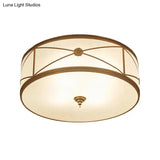 Opal Glass Flush Mount Ceiling Light With Classic Brass Finish