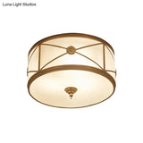 Opal Glass Flush Mount Ceiling Light With Classic Brass Finish