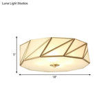 Opal Glass Flush Mount Lamp With Brass Finish - Bedroom Ceiling Fixture (3/4/6 Lights)