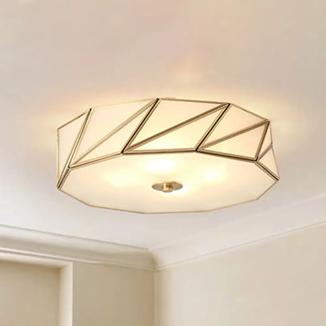Opal Glass Flush Mount Lamp With Brass Finish - Bedroom Ceiling Fixture (3/4/6 Lights) 6 /