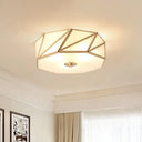 Opal Glass Flush Mount Lamp With Brass Finish - Bedroom Ceiling Fixture (3/4/6 Lights) 3 /