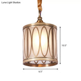 Opal Glass Hallway Pendant Light With Rural Charm - Cylindrical 1-Head Suspended Lamp