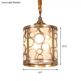 Opal Glass Hallway Pendant Light With Rural Charm - Cylindrical 1-Head Suspended Lamp