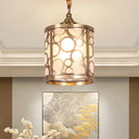 Opal Glass Hallway Pendant Light With Rural Charm - Cylindrical 1-Head Suspended Lamp Brass / Circle