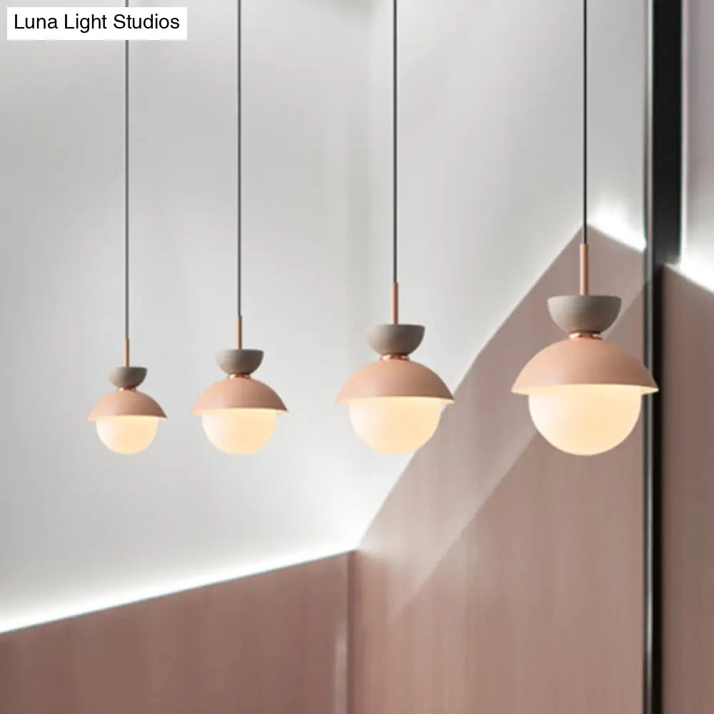 Opal Glass Hourglass Pendant Light With 1 Bulb - Ideal For Restaurants Available In Blue Pink And