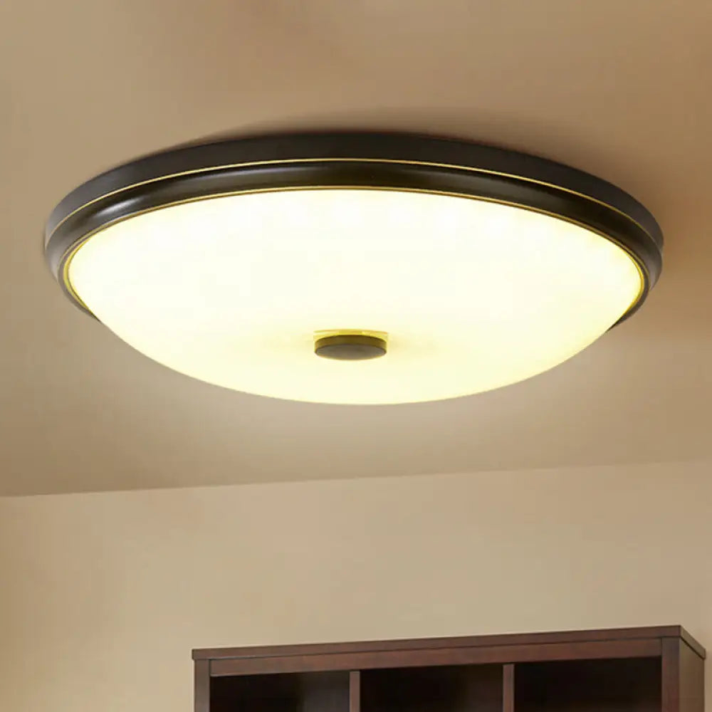 Opal Glass Led Flush Mount Ceiling Light - Traditional Bedroom Lighting Black / 10’