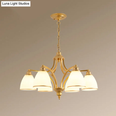 Opal Glass Pendant Light Fixture - Classic Bell Chandelier For Living Room