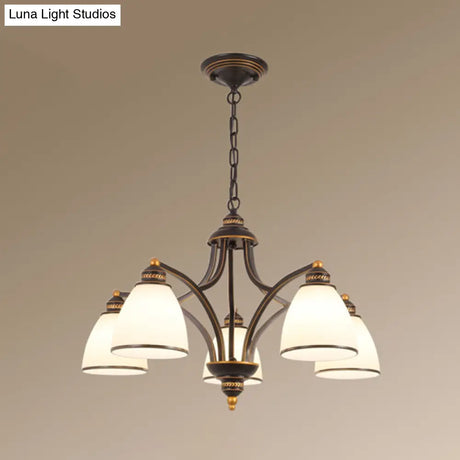 Opal Glass Pendant Light Fixture - Classic Bell Chandelier For Living Room