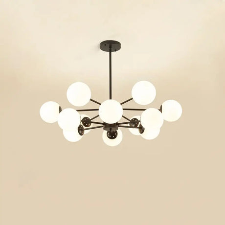 Opal Glass Radial Chandelier - Postmodern Pendant Light For Living Room 12 / Black