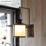 Opal Glass Sconce Light Vintage Royal Black Cone/Cylinder Outdoor Wall Lamp With One Bulb