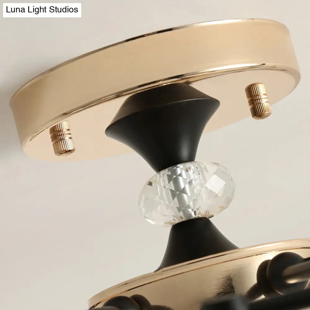 Opal Glass Semi Flushmount Light - Elegant Urn Shade 6 Heads White Ceiling Lamp For Living Room