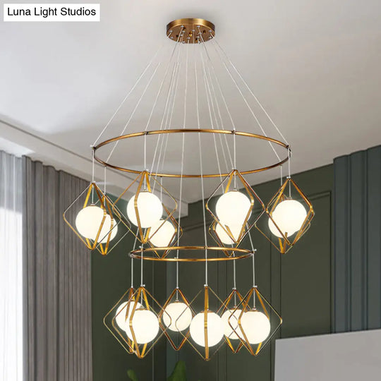 Modern Multi Light Pendant Lamp With Opal Glass Shade - Perfect For Living Room