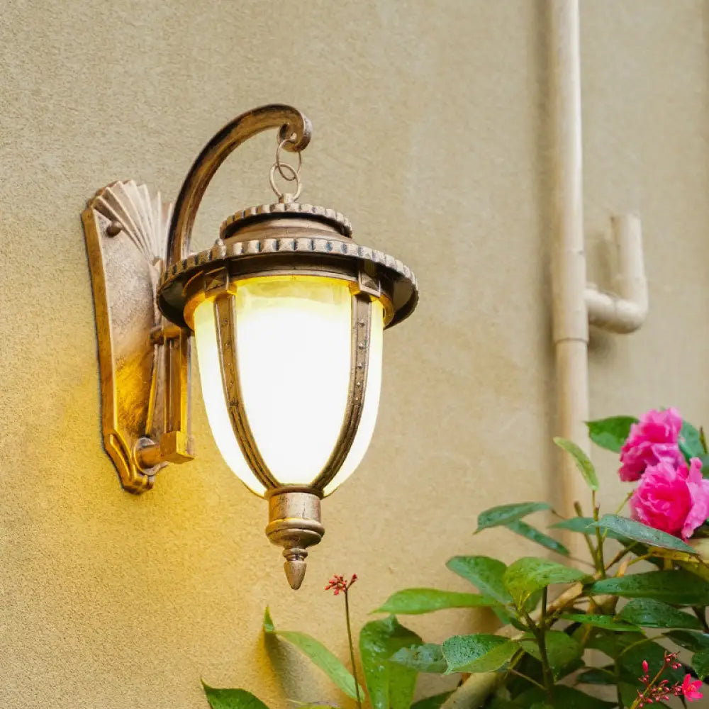 Opal Glass Wall Light Fixture For Traditional Outdoor Bell Mount Bronze / Small