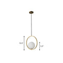 Opaque Glass Ball Ceiling Suspension Brass Drop Pendant With Metal Ring / 10.5’’ Lighting