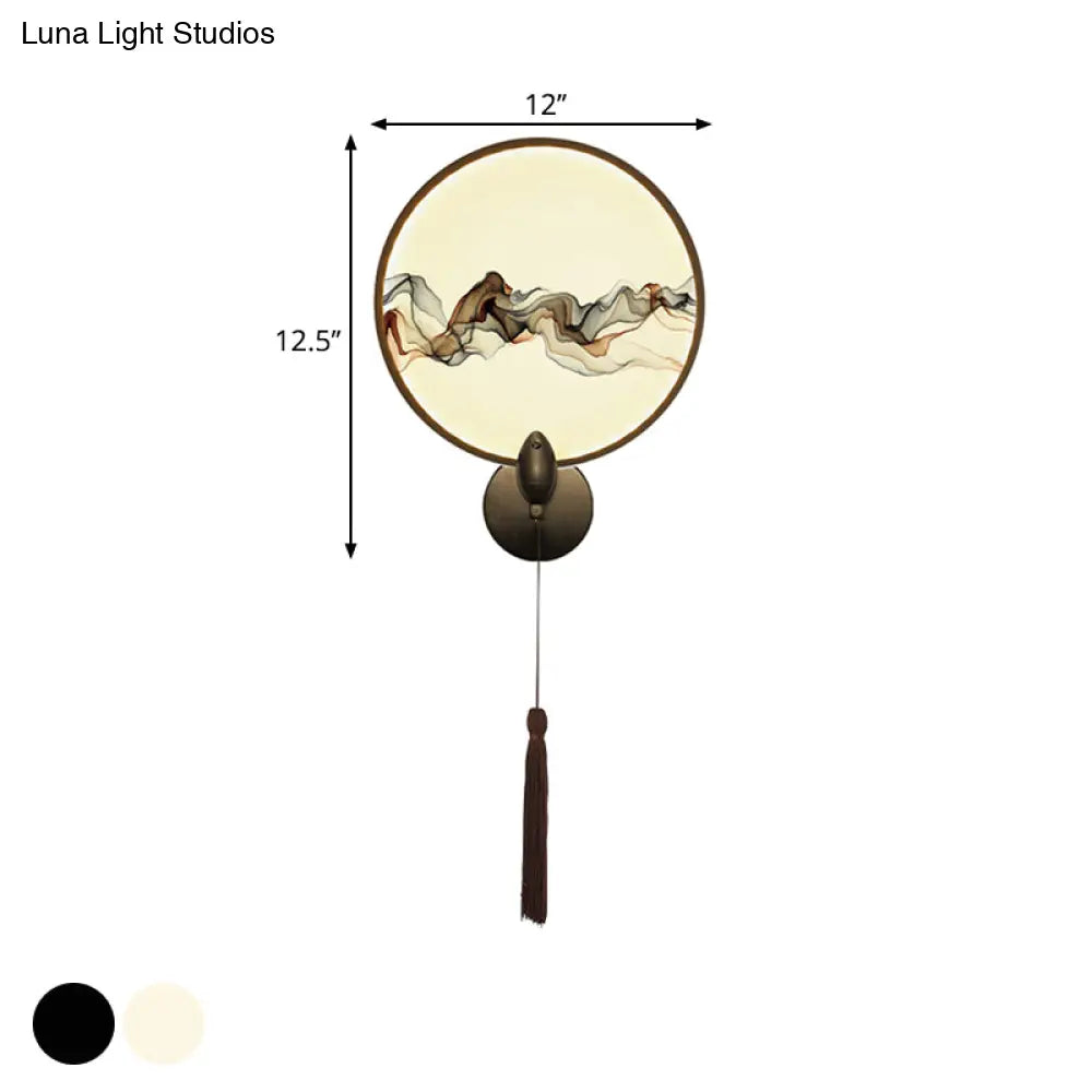 Oriental-Inspired Led Wall Light With Metallic Shade For The Bedroom