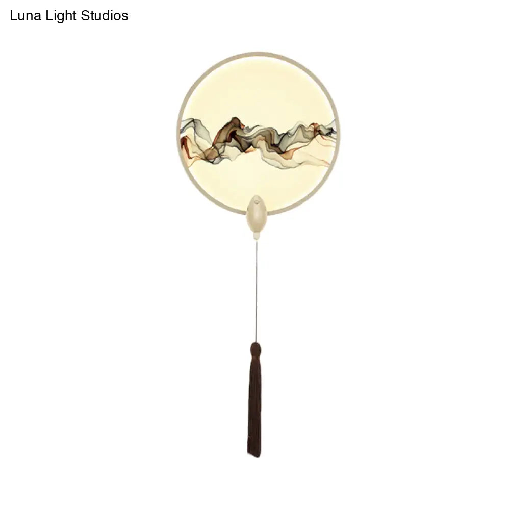Oriental-Inspired Led Wall Light With Metallic Shade For The Bedroom