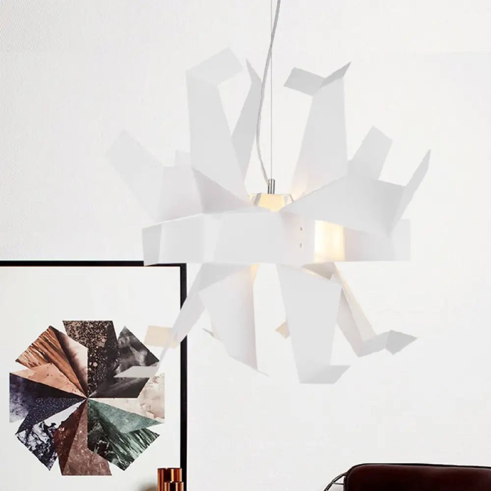Origami Bird Pendant Lamp - White And Red Art Decor Light Fixture