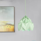 Origami Macaron Paper Ceiling Pendant Light - 9.5 Or 15 Diameter Pink/White/Green 1 Hanging Lamp Kit