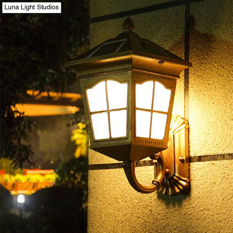 Outdoor Acrylic Solar Wall Light: Traditional Tapered Shape Led Mount Fixture