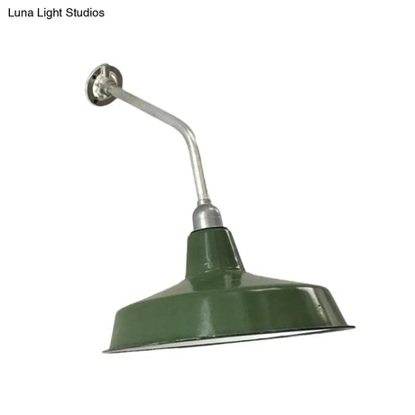 Outdoor Farmhouse Iron Wall Sconce With Bend Arm - 12/14 Wide Green Barn Finish 1 Bulb