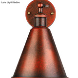 Outdoor Farmhouse Style Wrought Iron Wall Lamp: Black/Rust 1 Head Adjustable Sconce Light