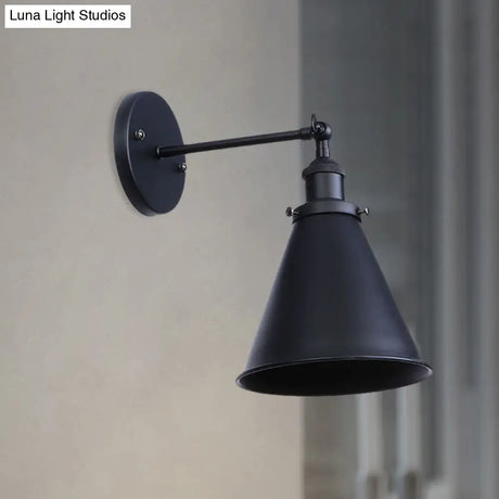 Outdoor Farmhouse Style Wrought Iron Wall Lamp: Black/Rust 1 Head Adjustable Sconce Light