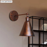 Outdoor Farmhouse Style Wrought Iron Wall Lamp: Black/Rust 1 Head Adjustable Sconce Light