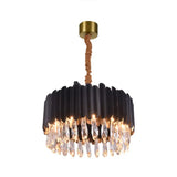 Oval Crystal Drip Pendant Chandelier - Simplicity Light Fixture For Living Rooms Black / Medium